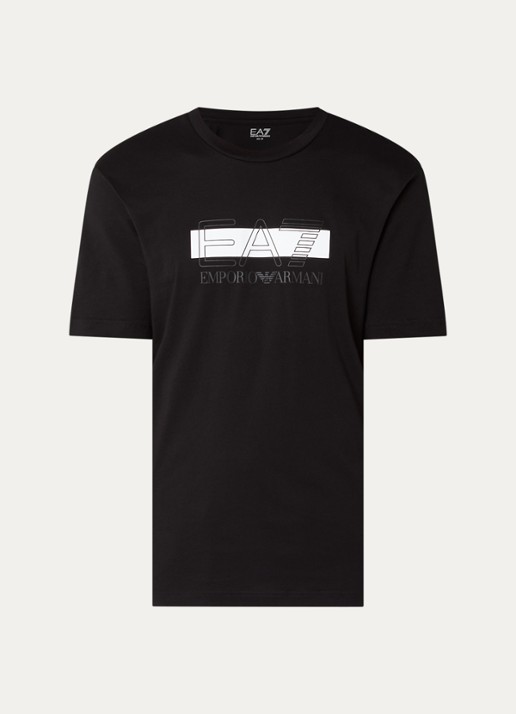Armani T-shirt met logoprint - voorkant 3 zwart