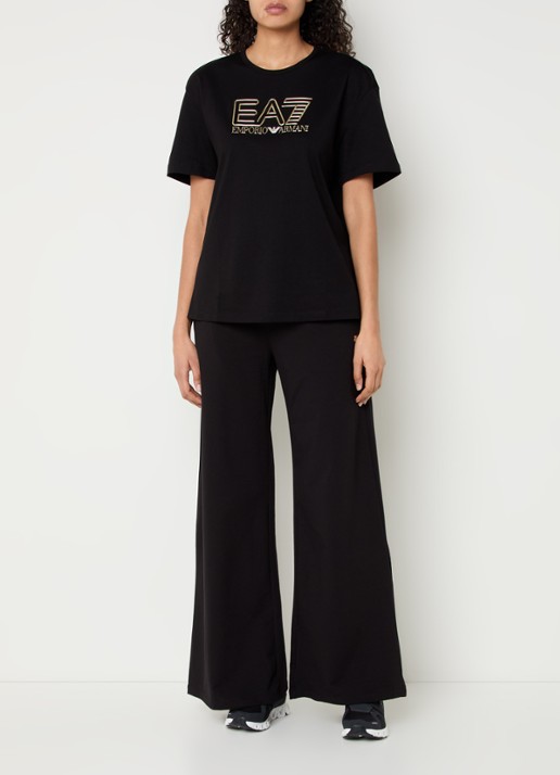 Armani T-shirt met logoprint - voorkant 3 zwart