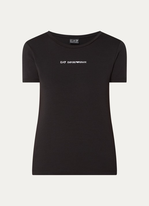 Armani T-shirt met logoprint - voorkant 2 zwart
