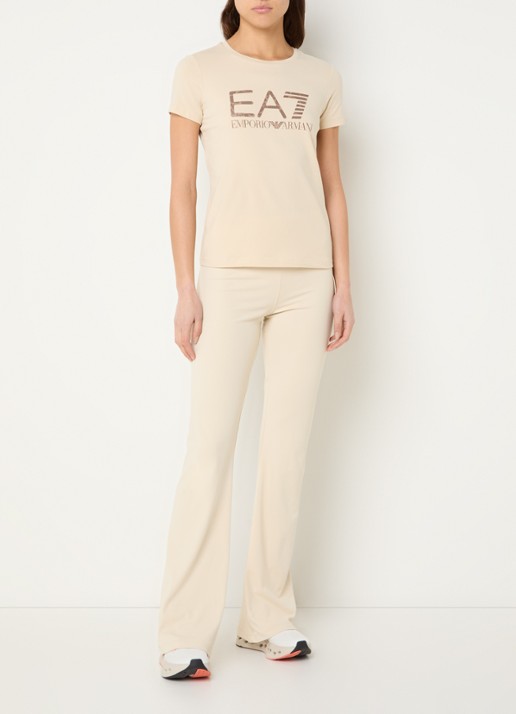 Armani T-shirt met logoprint - voorkant 2 vanillegeel