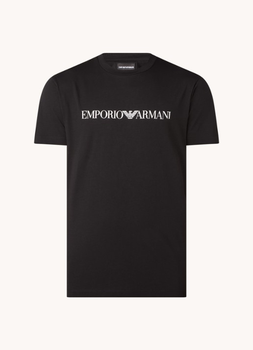 Armani T-shirt met logoprint - voorkant zwart