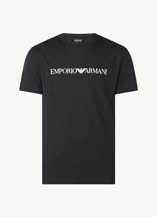 Armani T-shirt met logoprint - voorkant 3 donkerblauw
