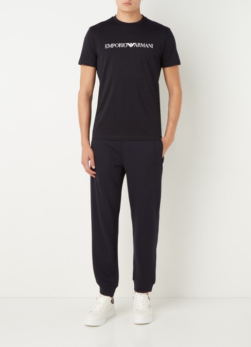 Armani T-shirt met logoprint - voorkant 4 donkerblauw