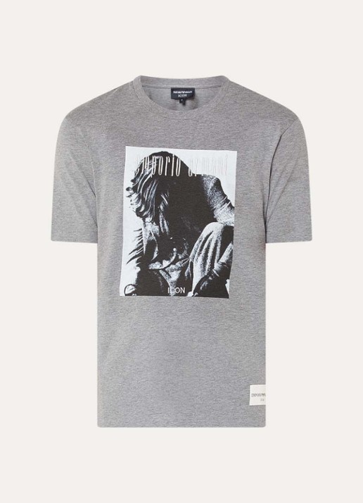 Armani T-shirt met logoprint - voorkant grijsmele