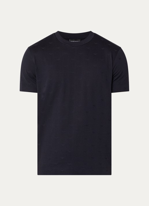 Armani T-shirt met logoprint - voorkant 2 donkerblauw