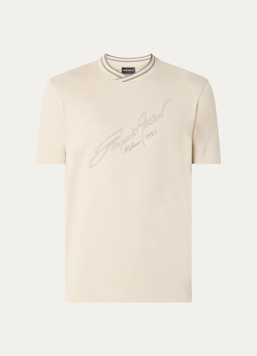 Armani T-shirt met logoprint - voorkant 2 beige
