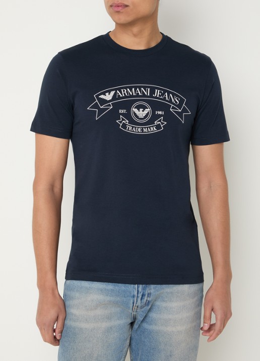 Armani T-shirt met logoprint - detail 2 donkerblauw