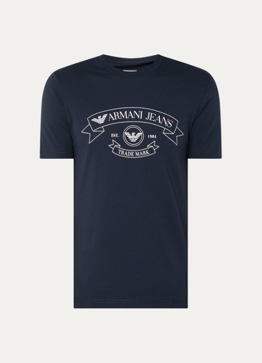 Armani T-shirt met logoprint - voorkant 3 donkerblauw