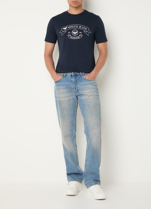 Armani T-shirt met logoprint - voorkant 4 donkerblauw