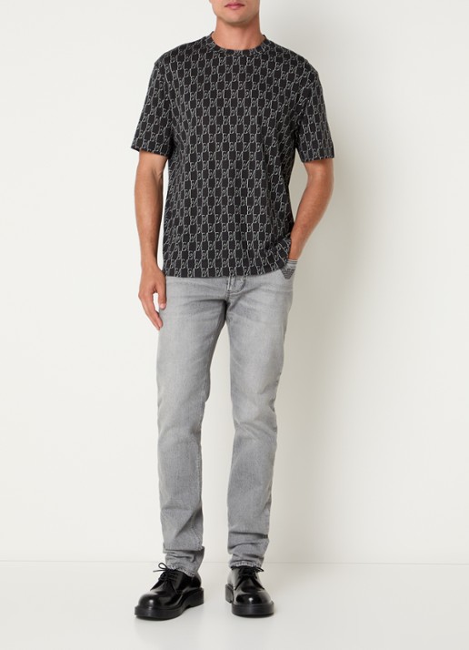 Armani T-shirt met logoprint - voorkant 2 donkerblauw