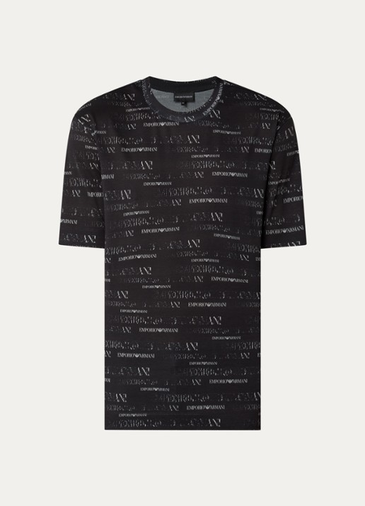 Armani T-shirt met logoprint - voorkant zwart