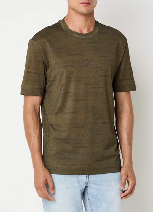 Armani T-shirt met logoprint - detail 2 mosgroen