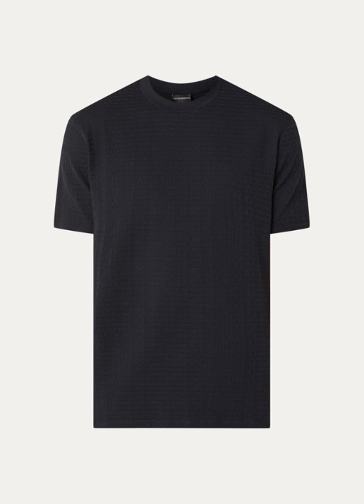 Armani T-shirt met logoprint - voorkant donkerblauw
