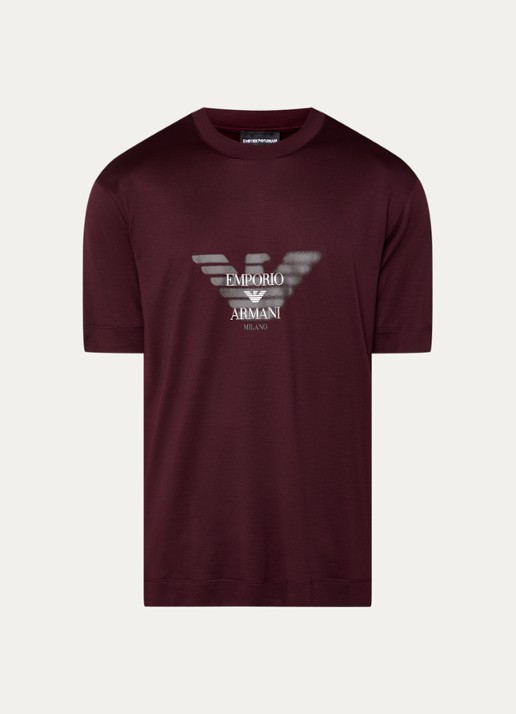 Armani T-shirt met logoprint - voorkant 2 bordeauxrood