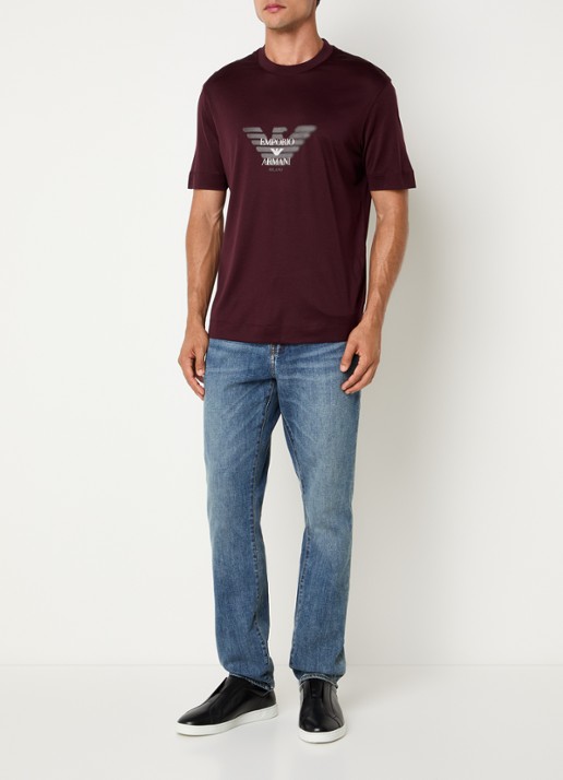 Armani T-shirt met logoprint - voorkant 3 bordeauxrood
