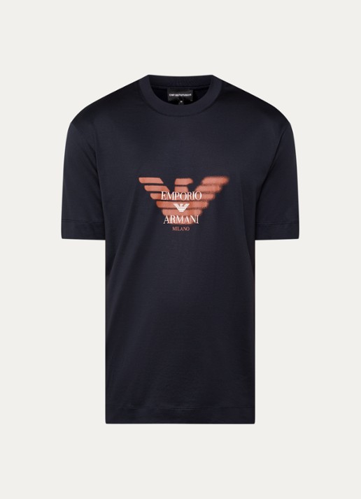 Armani T-shirt met logoprint - voorkant 3 donkerblauw