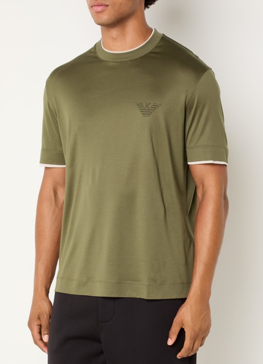 Armani T-shirt met logoprint - detail 3 bronsgroen