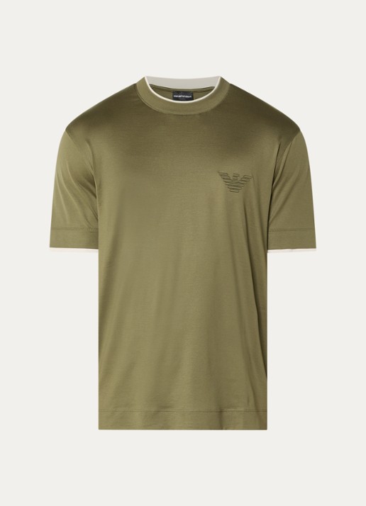 Armani T-shirt met logoprint - voorkant bronsgroen