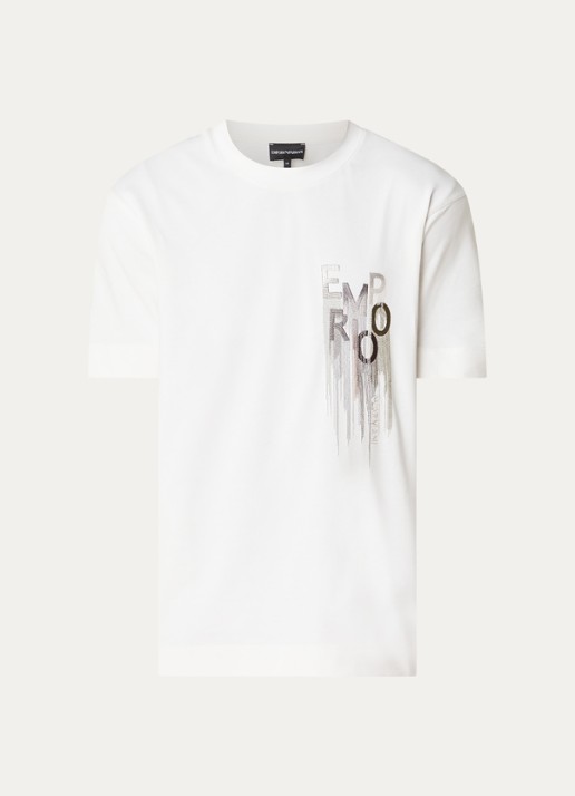 Armani T-shirt met logoprint - voorkant wit