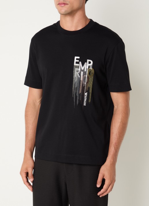 Armani T-shirt met logoprint - detail 4 zwart