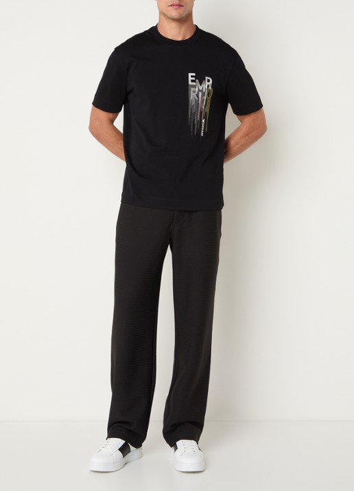 Armani T-shirt met logoprint - voorkant 3 zwart