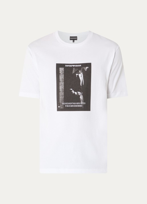 Armani T-shirt met logoprint - voorkant wit