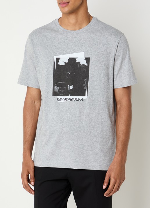 Armani T-shirt met logoprint - detail 3 grijsmele