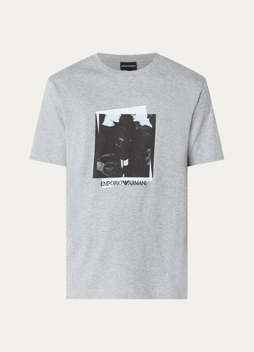Armani T-shirt met logoprint - voorkant grijsmele