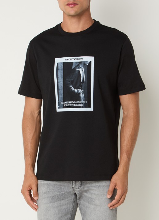 Armani T-shirt met logoprint - detail 2 zwart