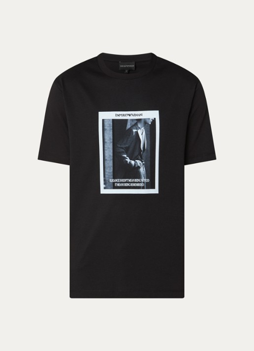 Armani T-shirt met logoprint - voorkant 3 zwart