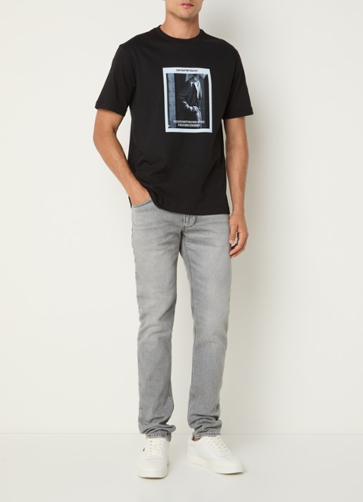 Armani T-shirt met logoprint - voorkant 4 zwart