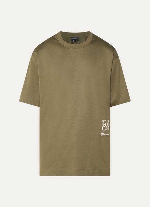 Armani T-shirt met logoprint - voorkant mosgroen