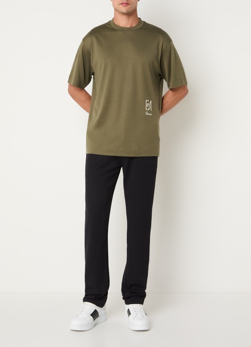 Armani T-shirt met logoprint - voorkant 2 mosgroen