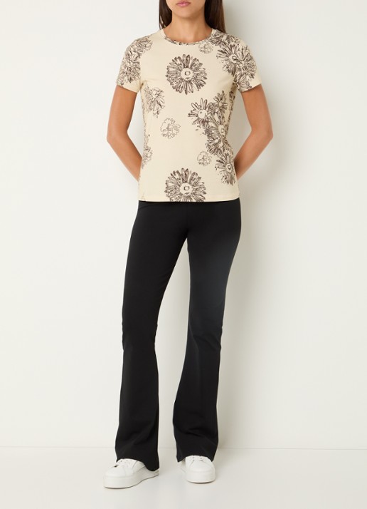 Armani T-shirt met print en ronde hals - voorkant 4 lichtgeel