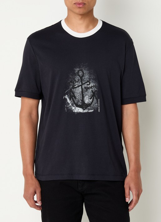 Armani T-shirt met print - detail 4 donkerblauw