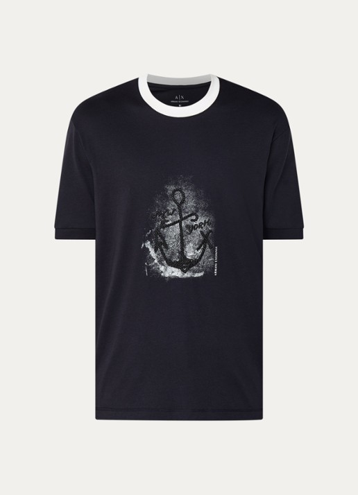 Armani T-shirt met print - voorkant donkerblauw