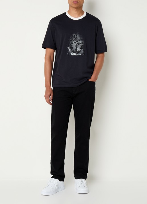 Armani T-shirt met print - voorkant 2 donkerblauw