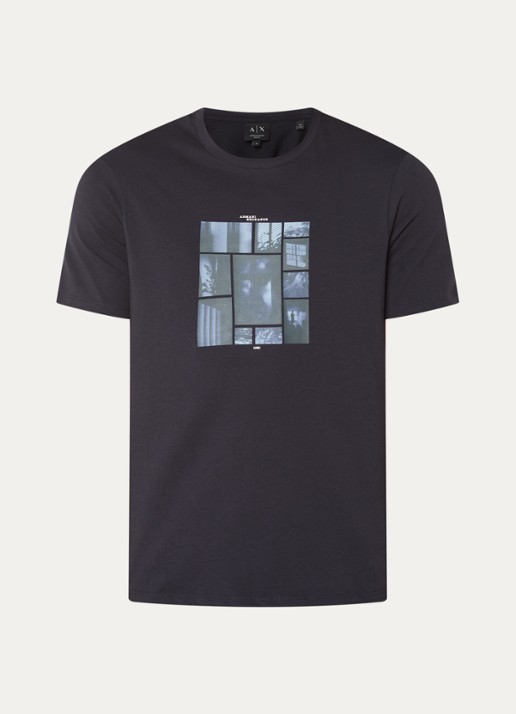 Armani T-shirt met print - voorkant donkerblauw