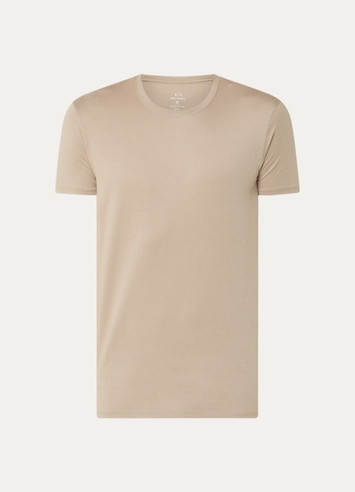 Armani T-shirt met ronde hals - voorkant khaki
