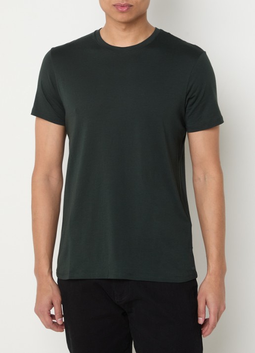 Armani T-shirt met ronde hals - detail legergroen