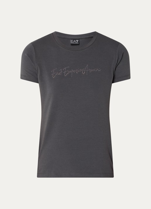 Armani T-shirt met strass - voorkant donkergrijs