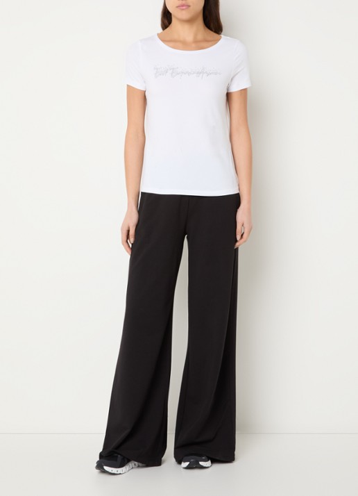 Armani T-shirt met strasslogo - voorkant 2 wit