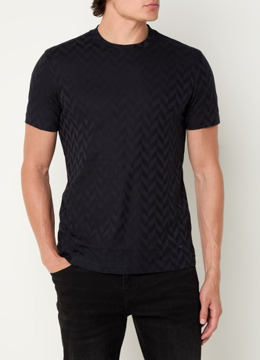 Armani T-shirt met structuur en stretch