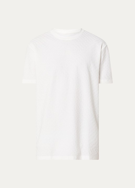 Armani T-shirt met structuur - voorkant gebroken wit