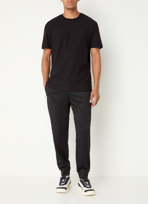 Armani T-shirt met structuur - voorkant 3 zwart