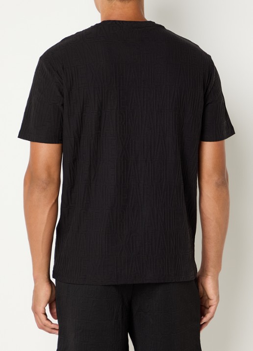Armani T-shirt met structuur - achterkant 4 zwart