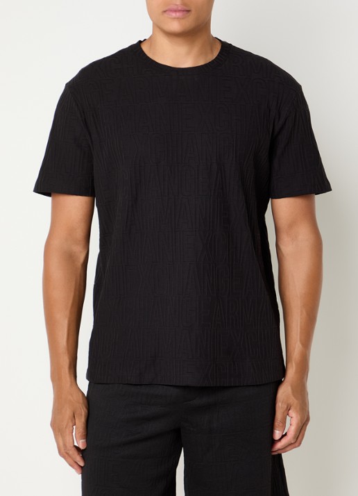 Armani T-shirt met structuur - detail 3 zwart