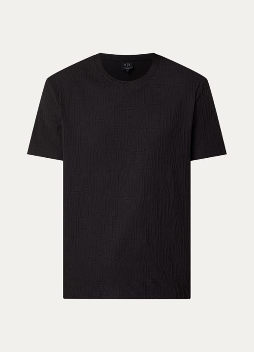 Armani T-shirt met structuur - voorkant zwart