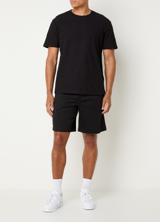 Armani T-shirt met structuur - voorkant 2 zwart