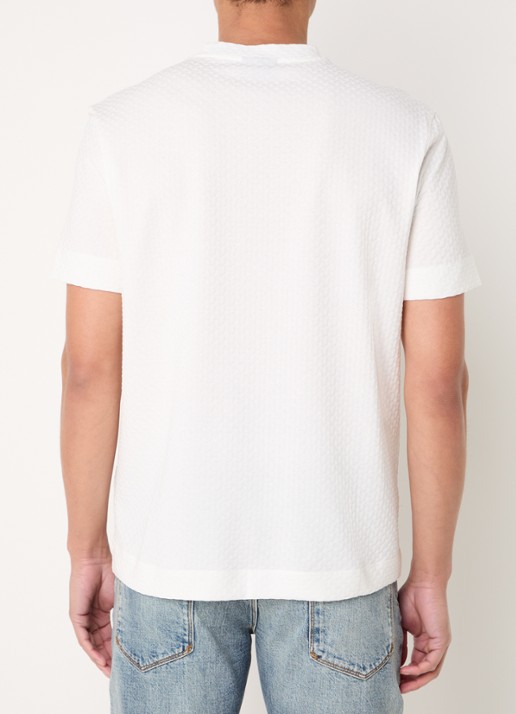Armani T-shirt met structuur - achterkant gebroken wit